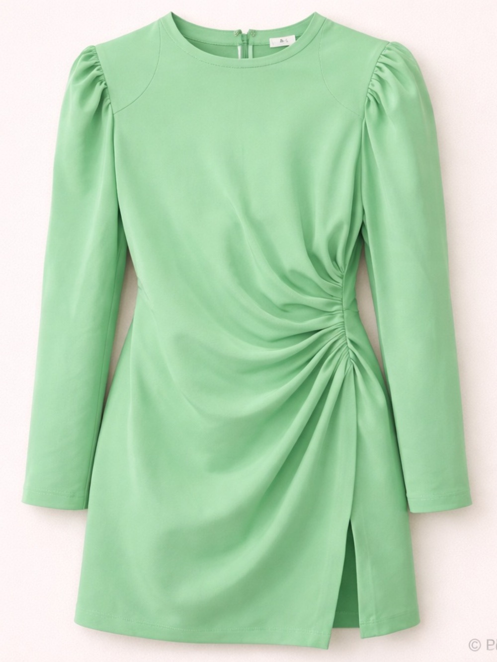 A.L.C. Mint Green Ruched-Side Long Sleeve Mini Dress - Picture 2 of 7